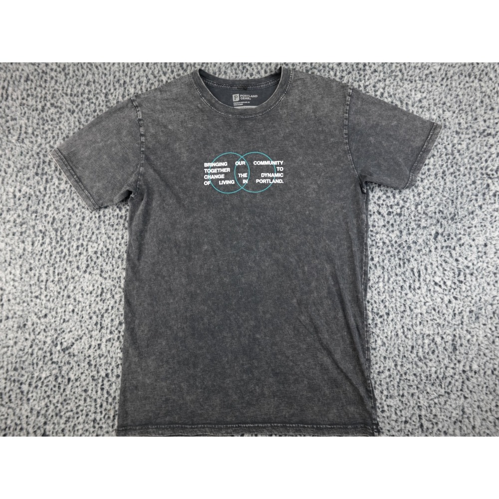 Portland Gear Mens Medium Gray Acid‎ Wash Venn Diagram Graphic T-Shirt Portland